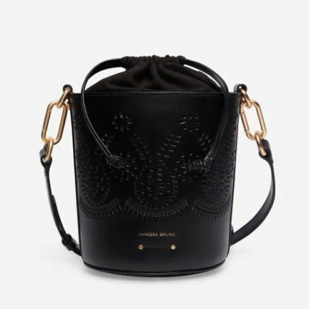 New Vanessa Bruno Holly Leather Mini Seau Limited Edition Black Bucket Handbag